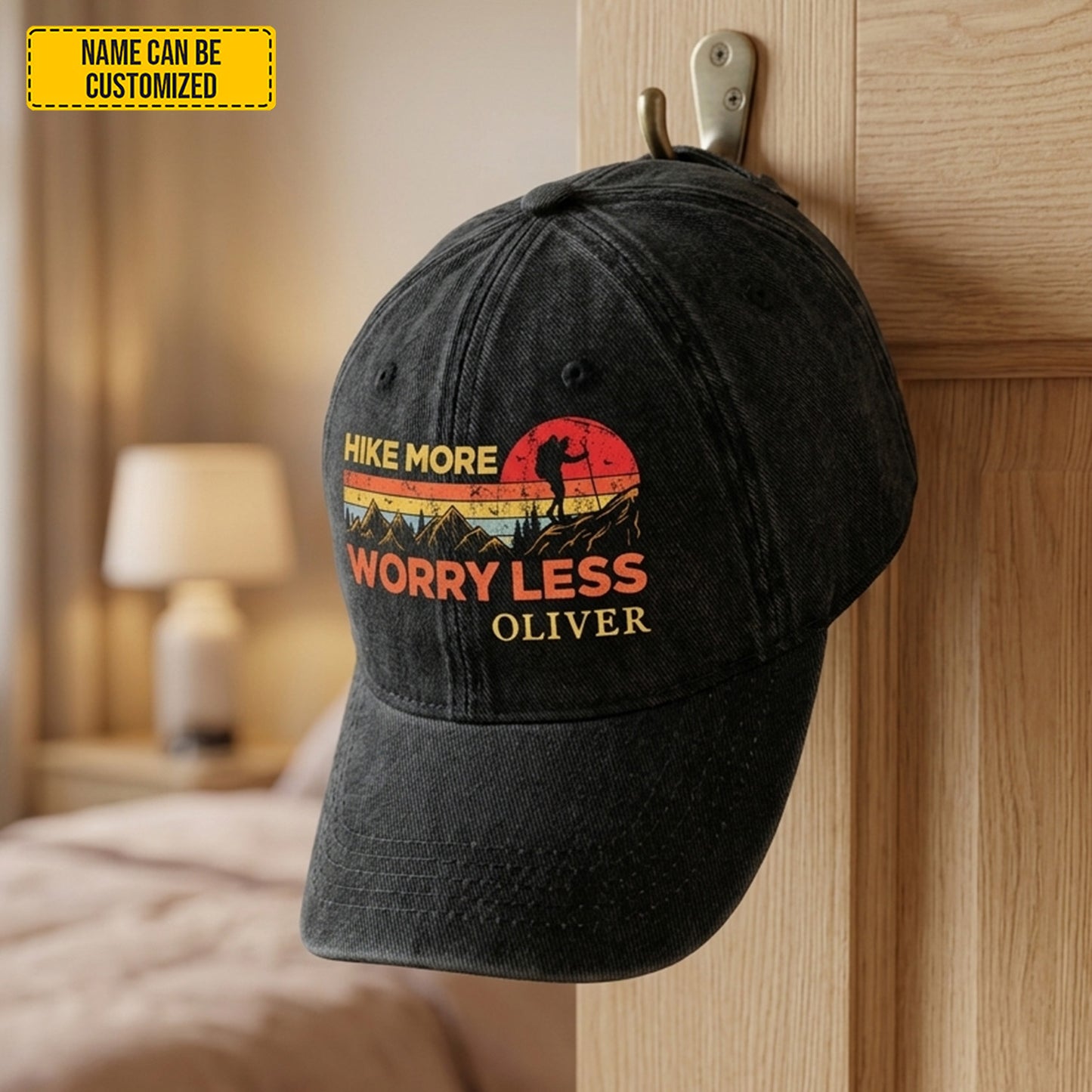 Personalized Hike More Worry Less Denim Cap