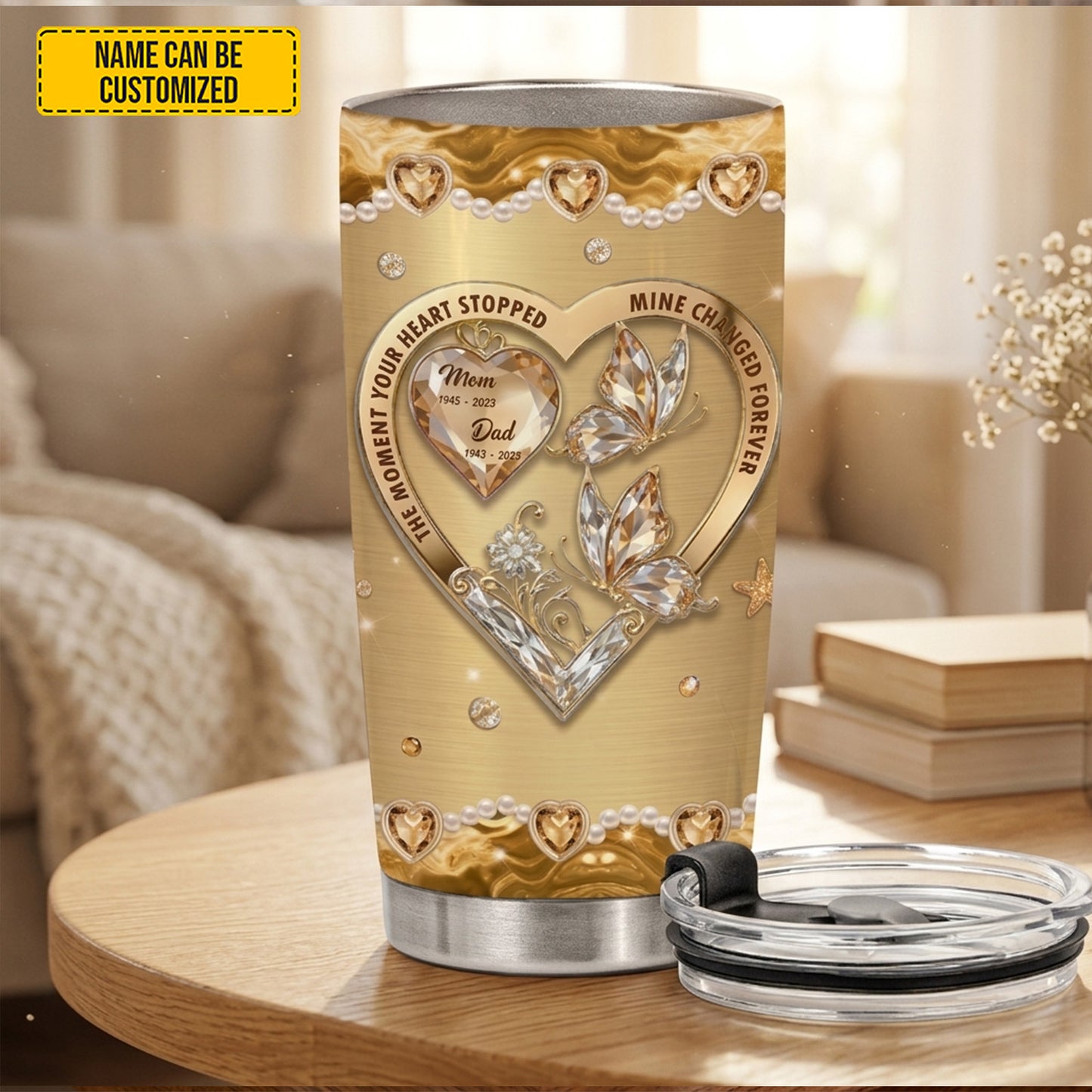 Golden Butterfly Memorial - Personalized Custom Tumbler