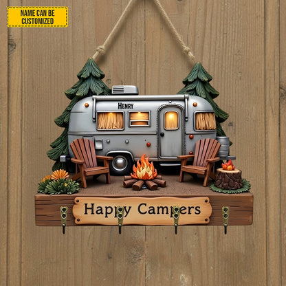 Personalized Happy Campers Custom Shaped Key Rack