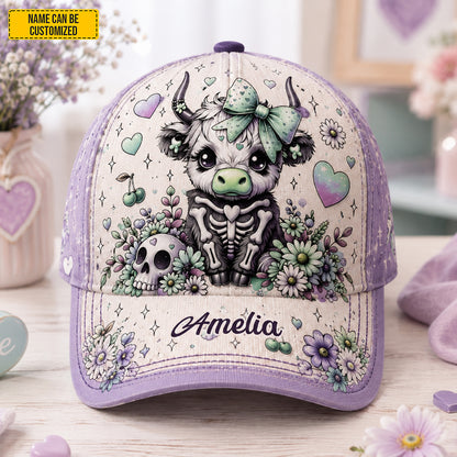 Cute Highland Cow Skeleton – Personalized Halloween Cap