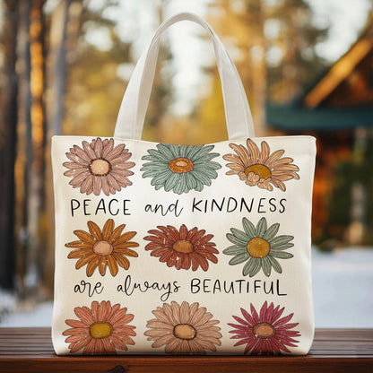 Peace And Kindness - Floral Tote Bag