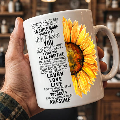 Sunflower Inspirational Ceramic Mug