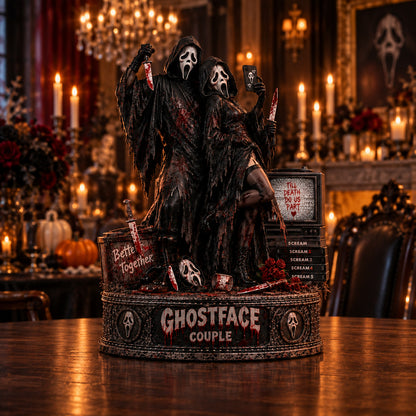 Ghostface Couple Wooden Block - Collectible Table Decor