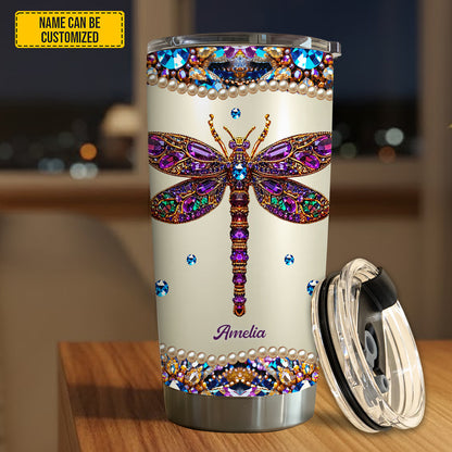 Personalized Sparkle Dragonfly Tumbler