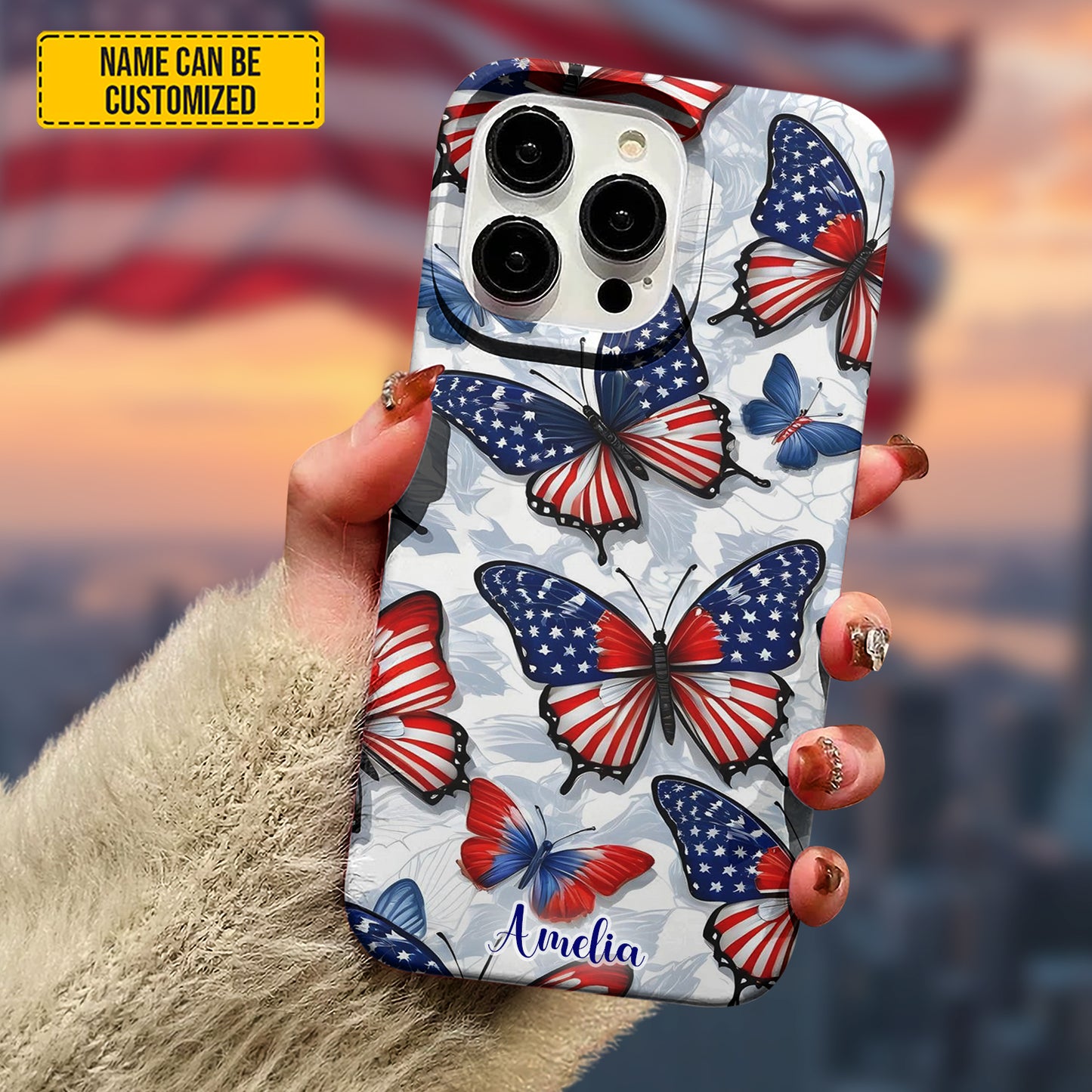 Personalized Patriotic Butterfly Phone Case