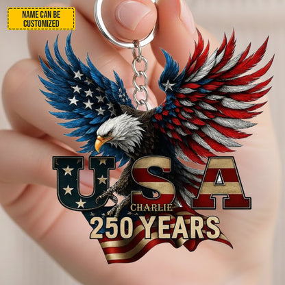 Personalized USA 250 Years Eagle Keychain