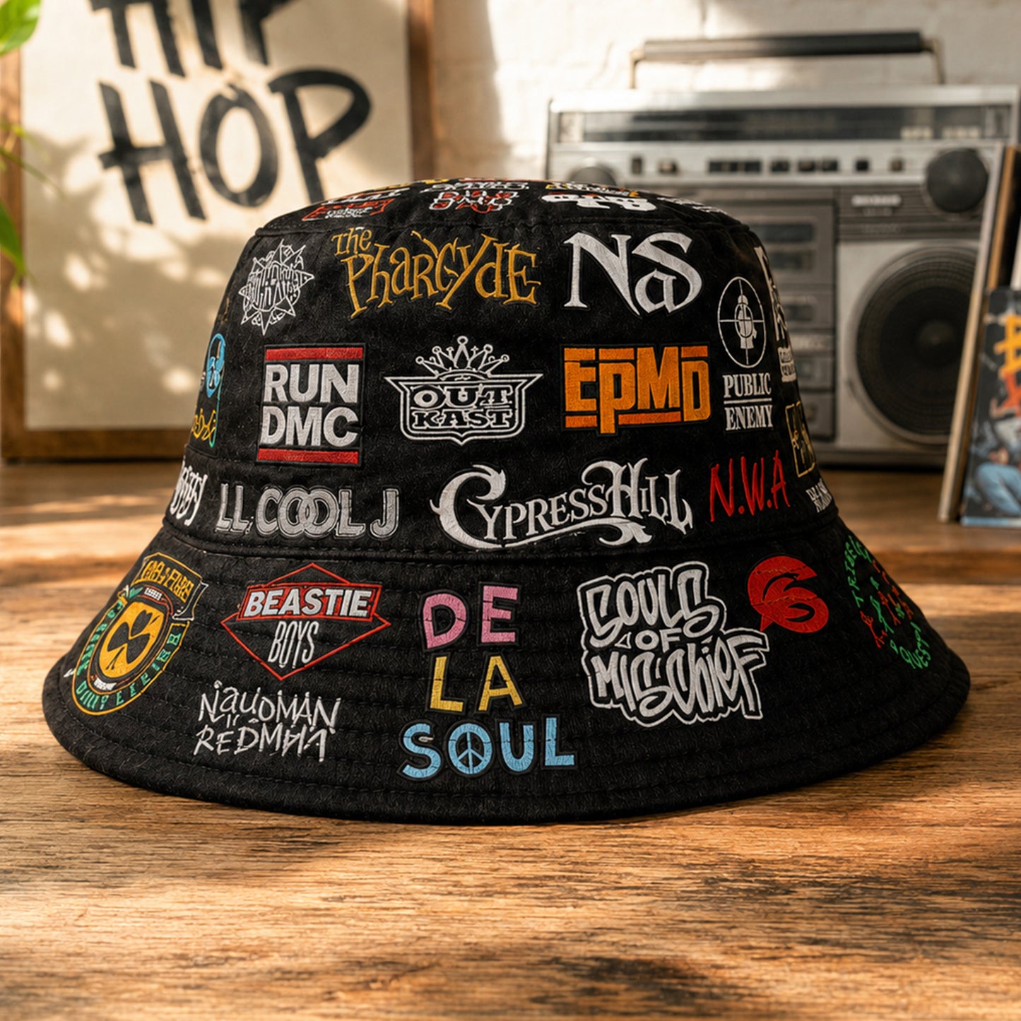 Classic Golden 80’s & 90’s Hip Hop All Over  Bucket Hat Version 4