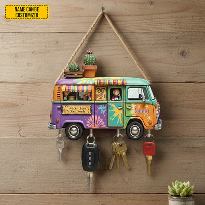 Colorful Hippie Van -  Custom Shaped Key Rack