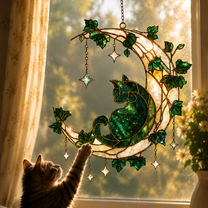 Magical Cat & Moonlight Acrylic Suncatcher
