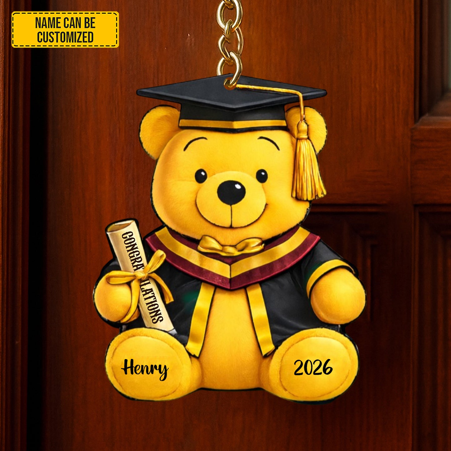 Personalized Graduation Bear Keychain