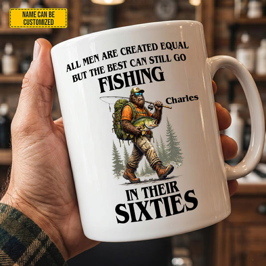 Still Fishing In Their Sixties - Personalized Fishing White Mug