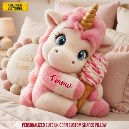 Personalized Cute Unicorn Custom Shaped Pillow