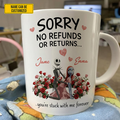 No Refunds - Personalized Couple White Mug