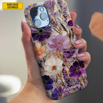 Personalized Floral Stained Glass Phone Case