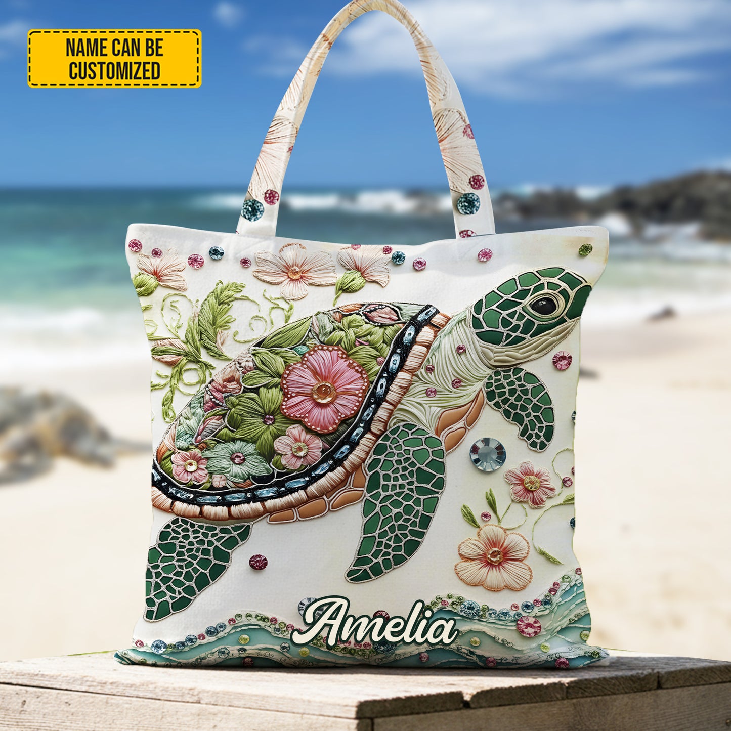 Personalized Sea Turtle Tote Bag