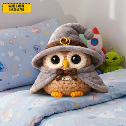 Personalized Cute Owl With Witch Hat Custom Shaped Pillow