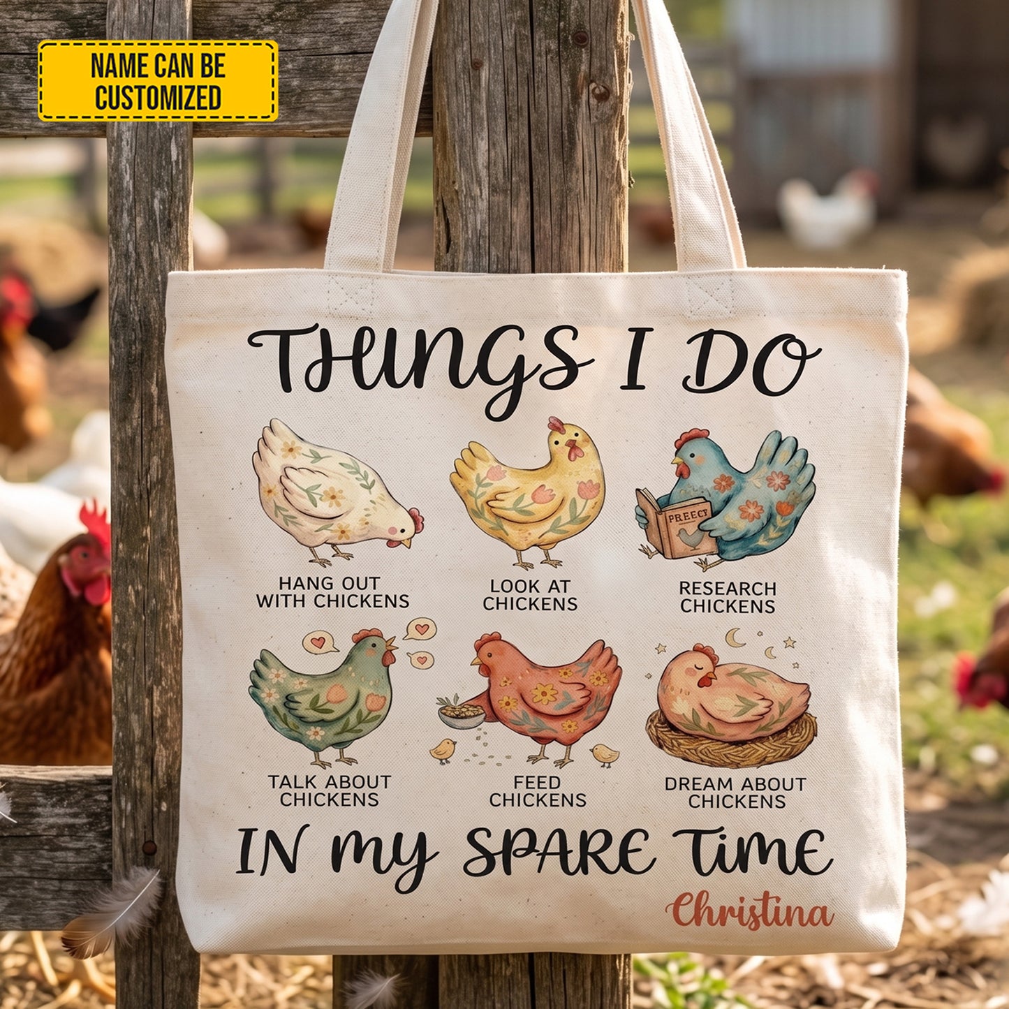 Personalized Chicken Lover Tote Bag