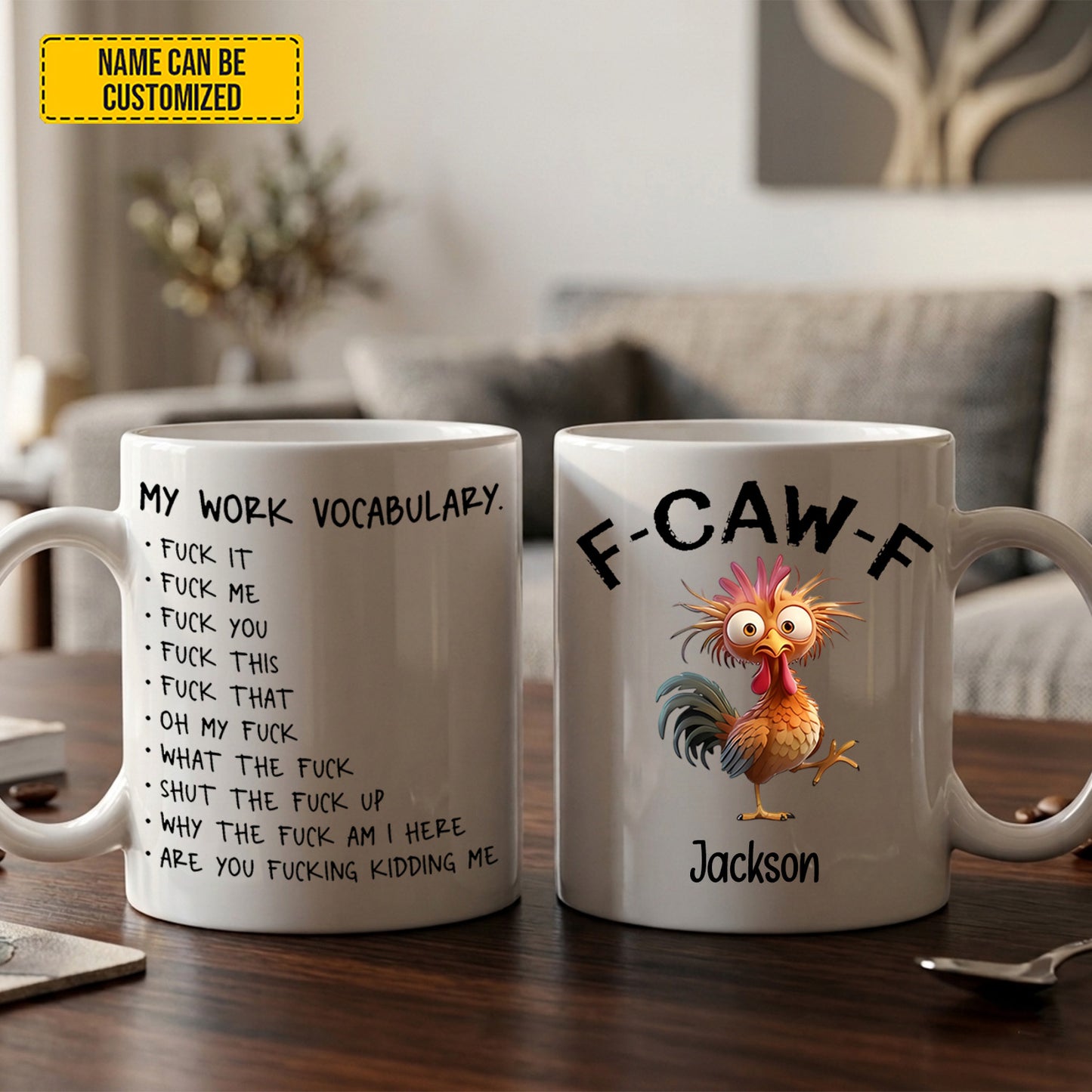 Personalized F-Caw-F Funny Chicken Mug