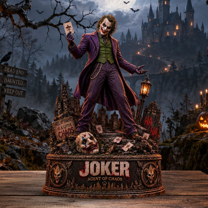 Joker Agent of Chaos Gotham Villain Collectible Wooden Block - Collectible Table Decor