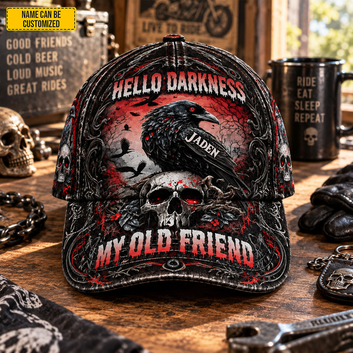 Personalized Raven Skull Classic Cap