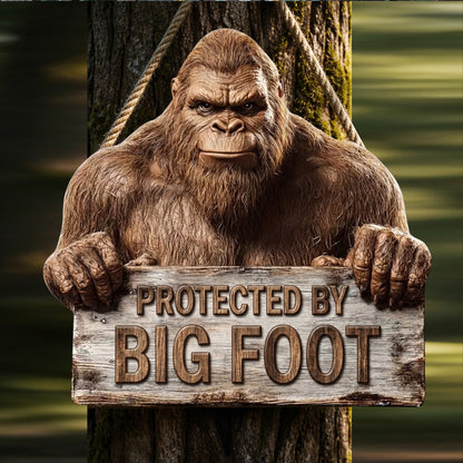 Protected By Bigfoot Wooden Sign
