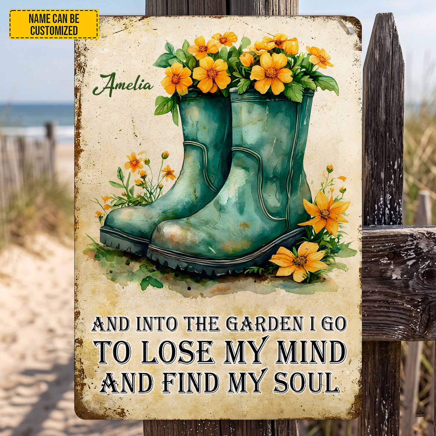Into The Garden - Personalized Boots Metal Sign