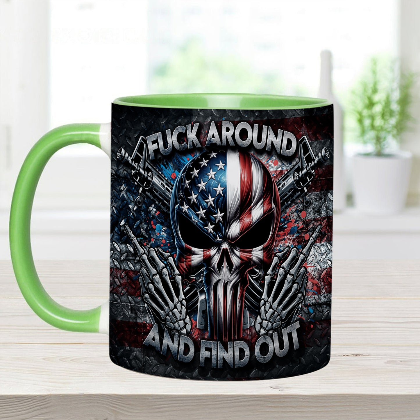 Bold Patriotic Skull Accent Mug