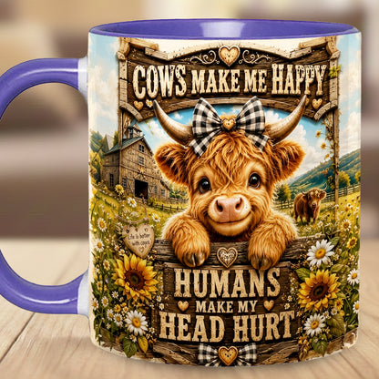 Cows Make Me Happy - Personalized Cow Accent Mug