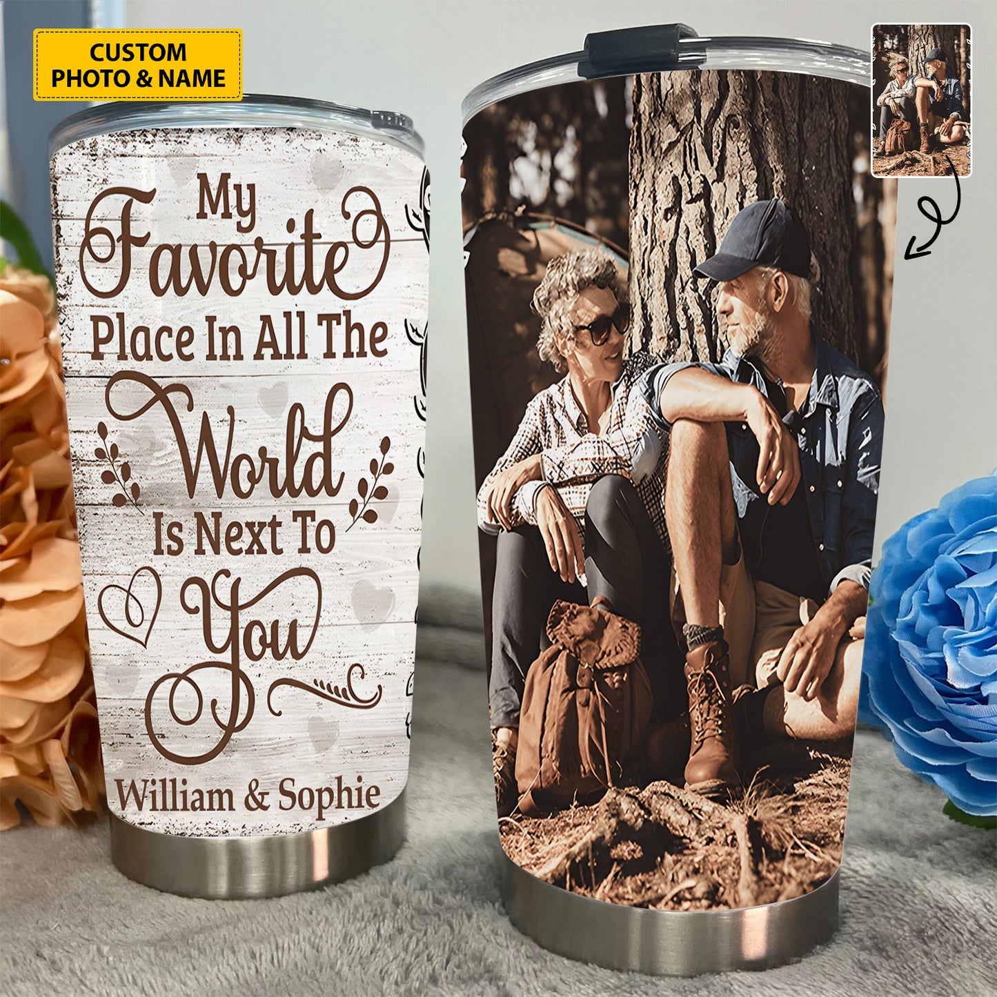 Personalized Custom Photo Couple Tumbler