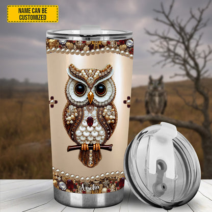 Personalized Sparkle Owl Stainless Steel Tumbler
