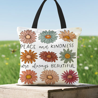Peace And Kindness - Floral Tote Bag