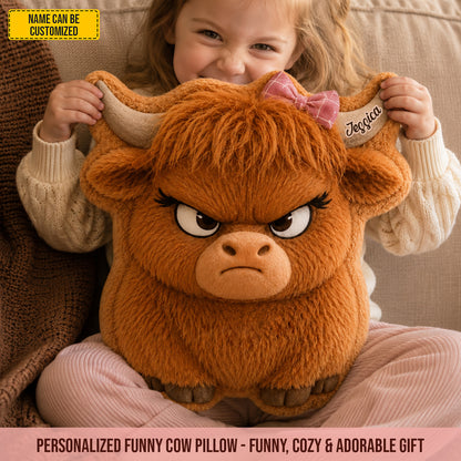 Personalized Grumpy Moo Cow Shaped Pillow