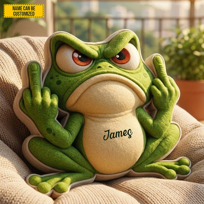 Personalized Grumpy Frog Shaped Pillow