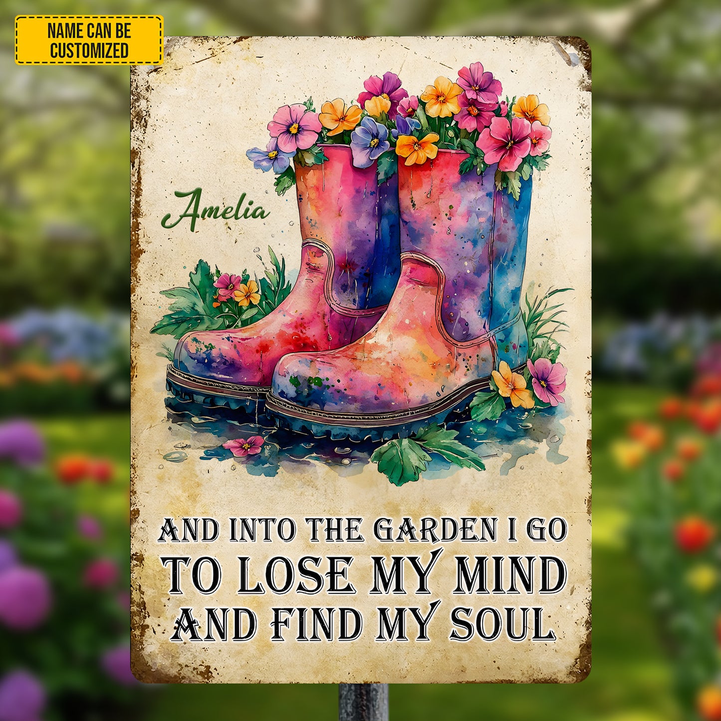 Into The Garden - Personalized Boots Metal Sign