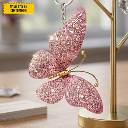 Personalized Sparkle Butterflies Keychain