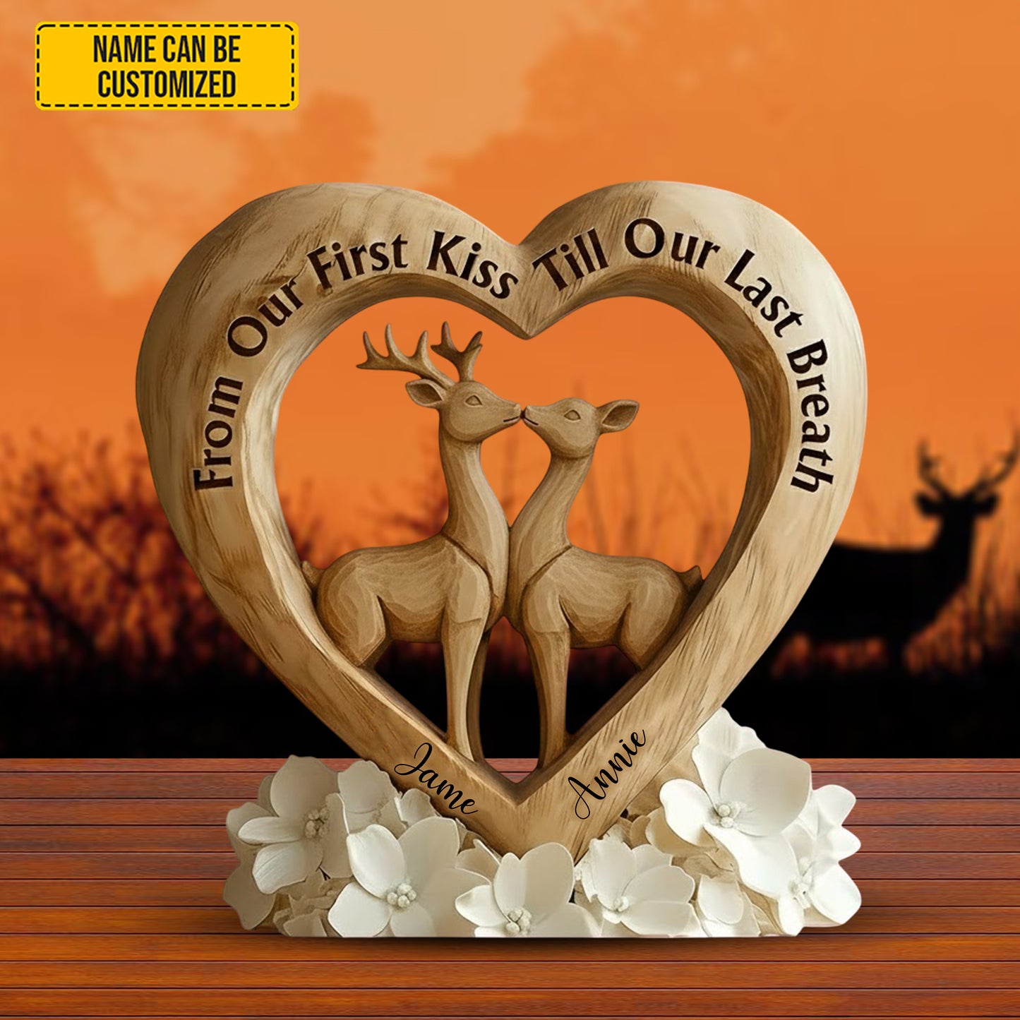 First Kiss to Last Breath – Personalized Deer Couple Acrylic Plaque