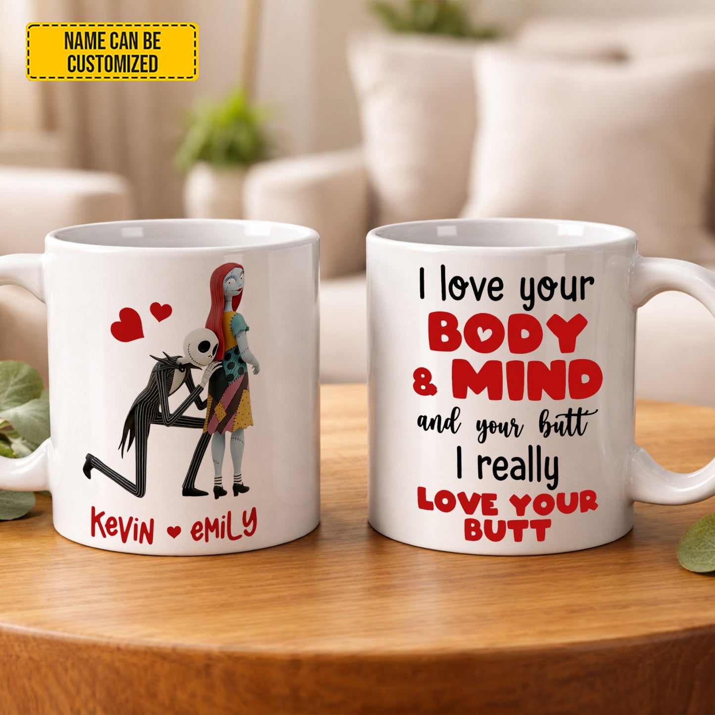 I Love Your Body - Personalized Couple Gothic White Mug