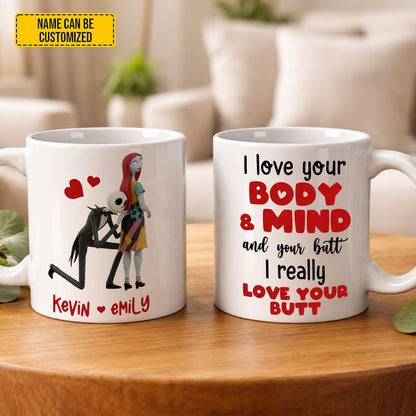 I Love Your Body - Personalized Couple Gothic White Mug