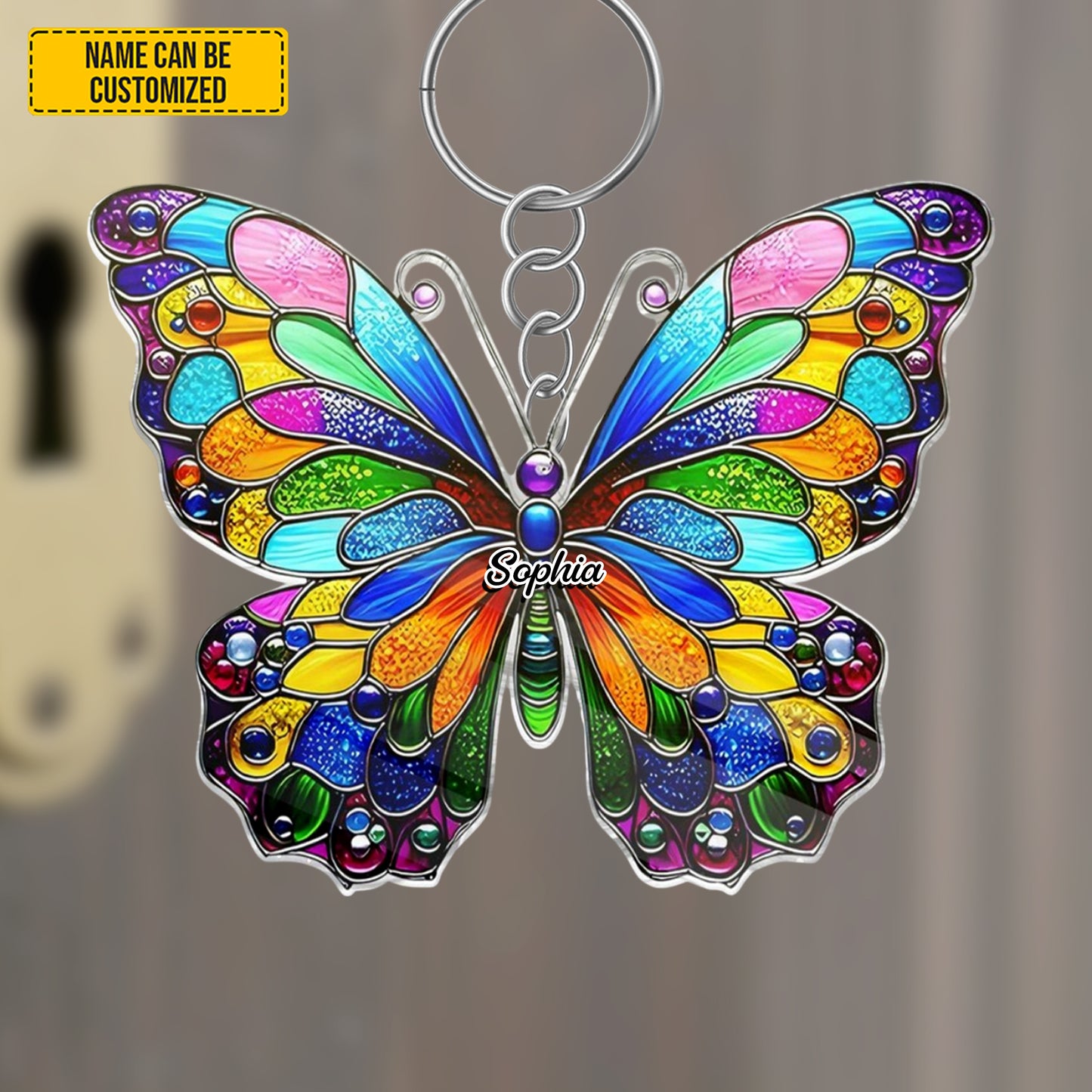 Personalized Colorful Butterfly Keychain