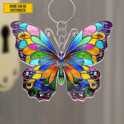 Personalized Colorful Butterfly Keychain