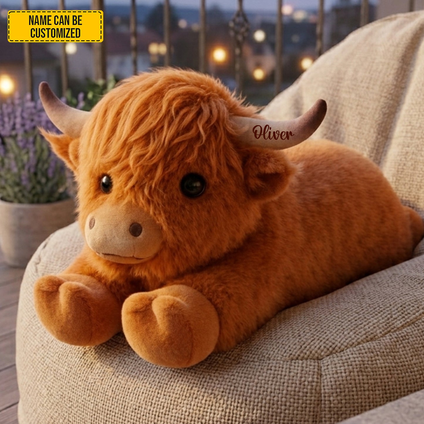 Personalized Cozy Highland Cow Shaped Pillow