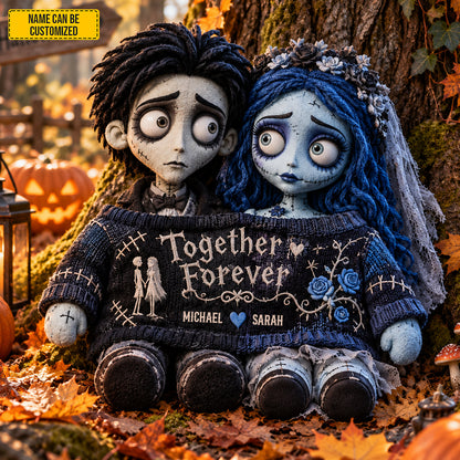 Personalized Together Forever Gothic Couple Dolls Custom Shape Pillow