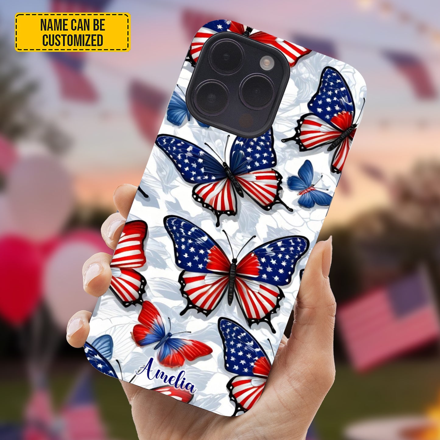 Personalized Patriotic Butterfly Phone Case