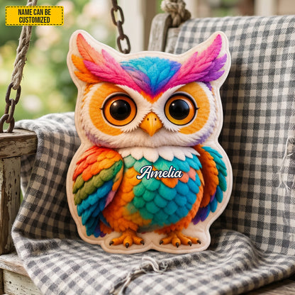 Personalized Cute Colorful Owl Shaped Pillow