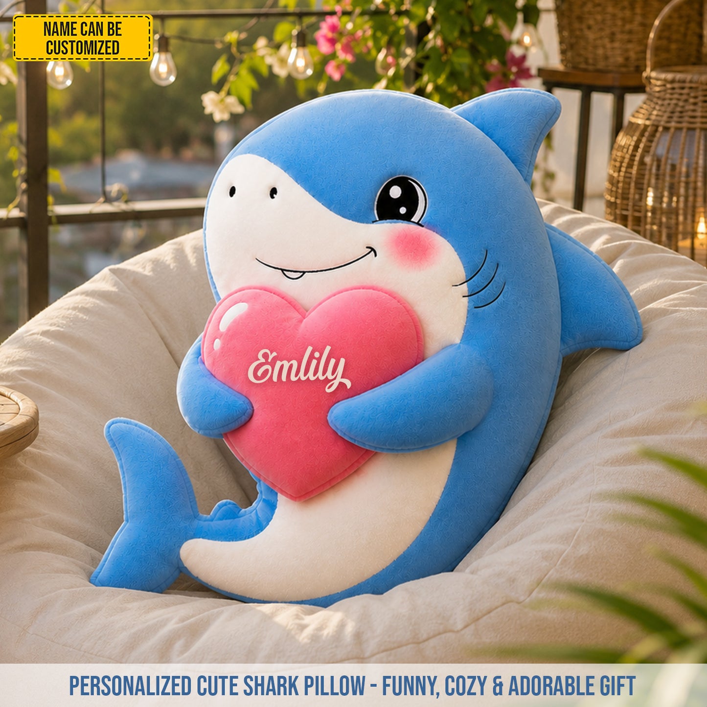 Personalized Cute Shark Custom Shape Pillow
