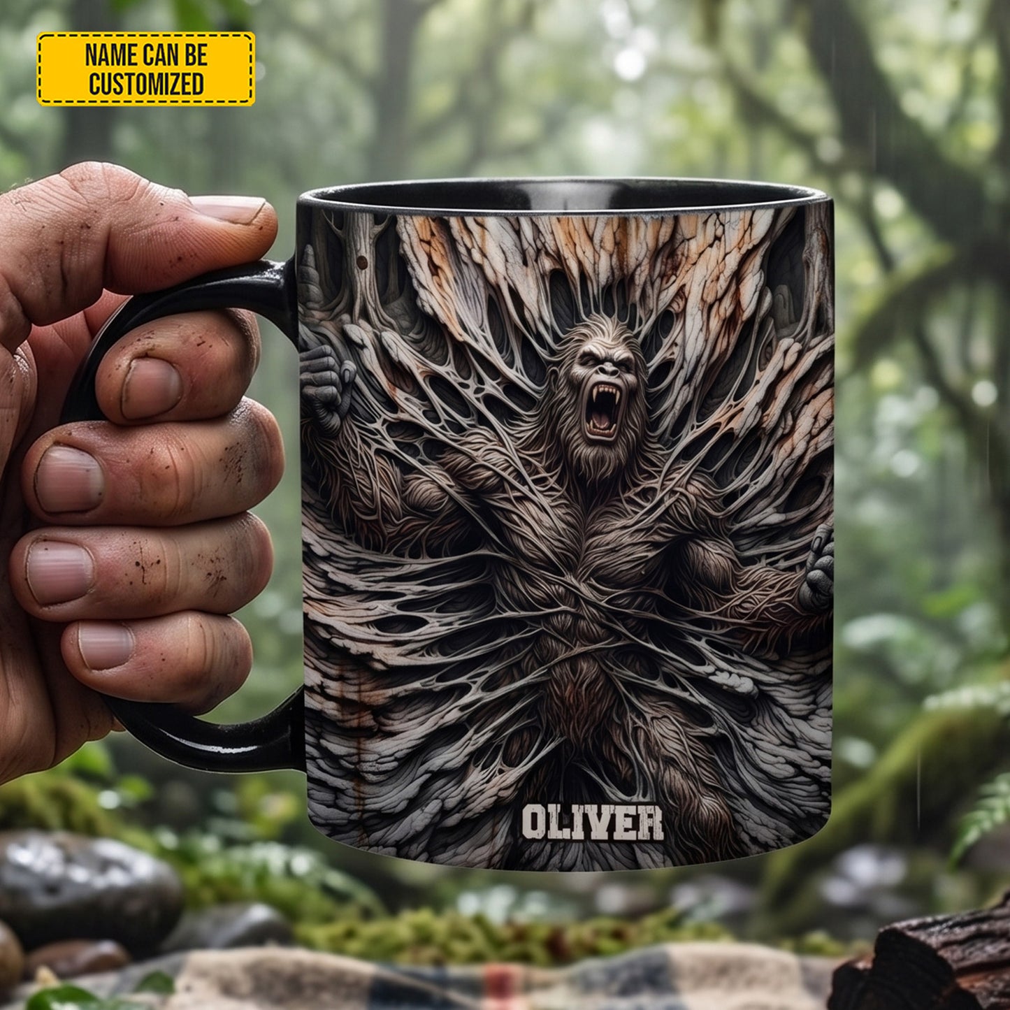 Wrath Of The Woods – Personalized Bigfoot Black Mug