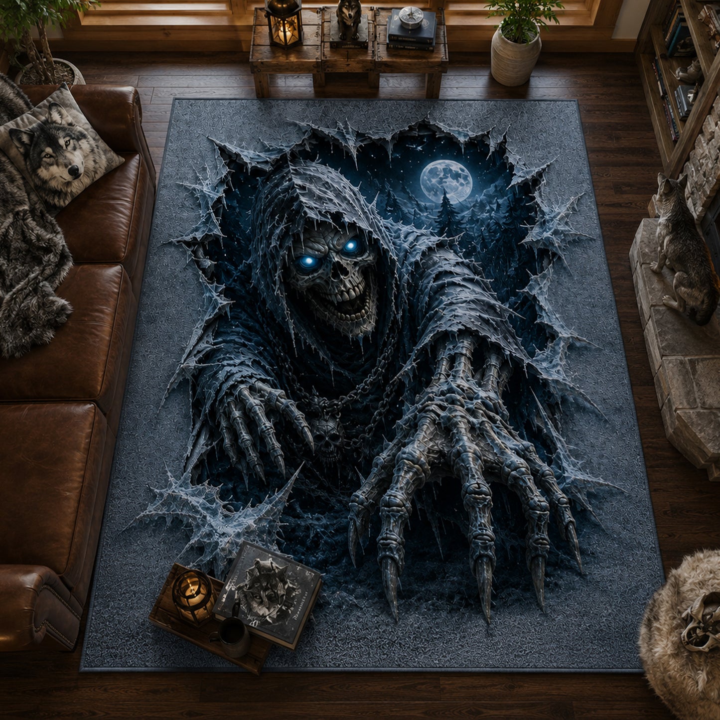 Grim Reaper Skull Halloween Area Rug