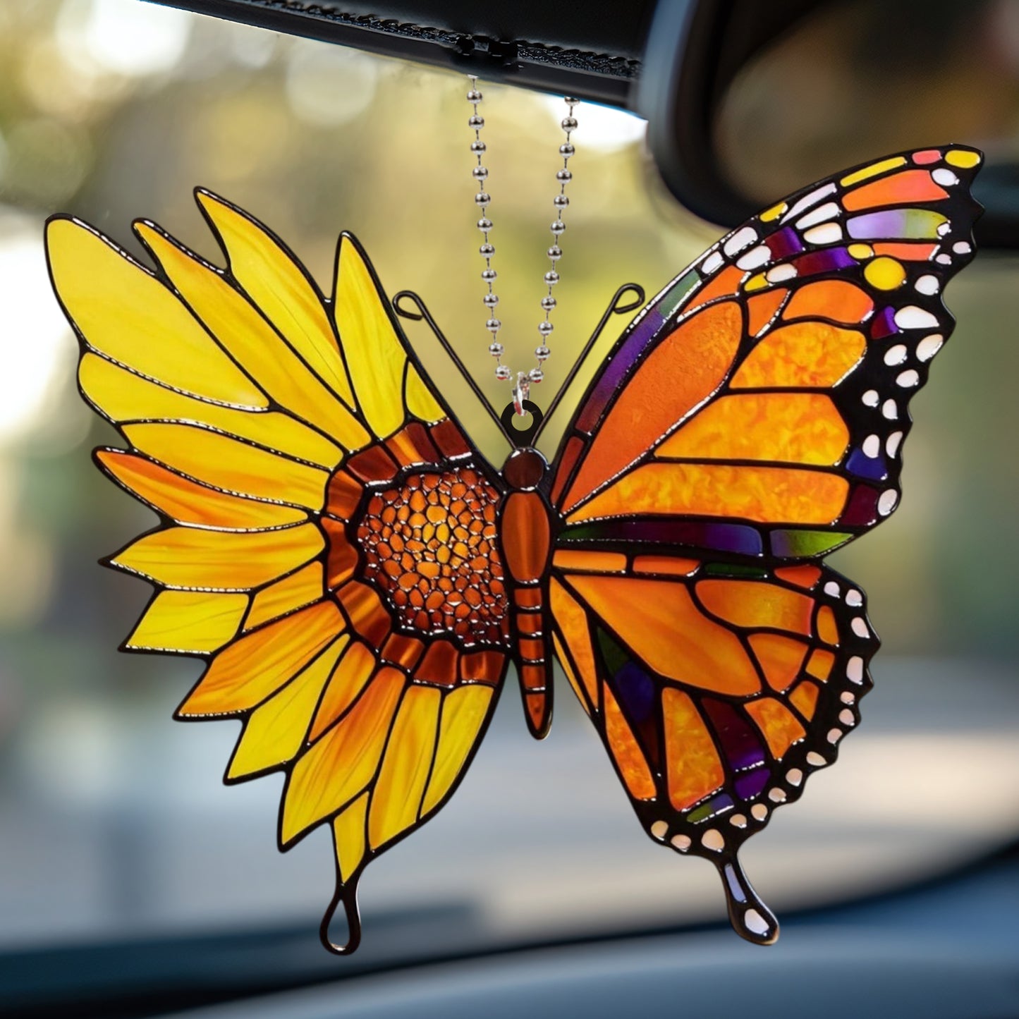 Sunflower Butterfly Car Hanging Ornament
