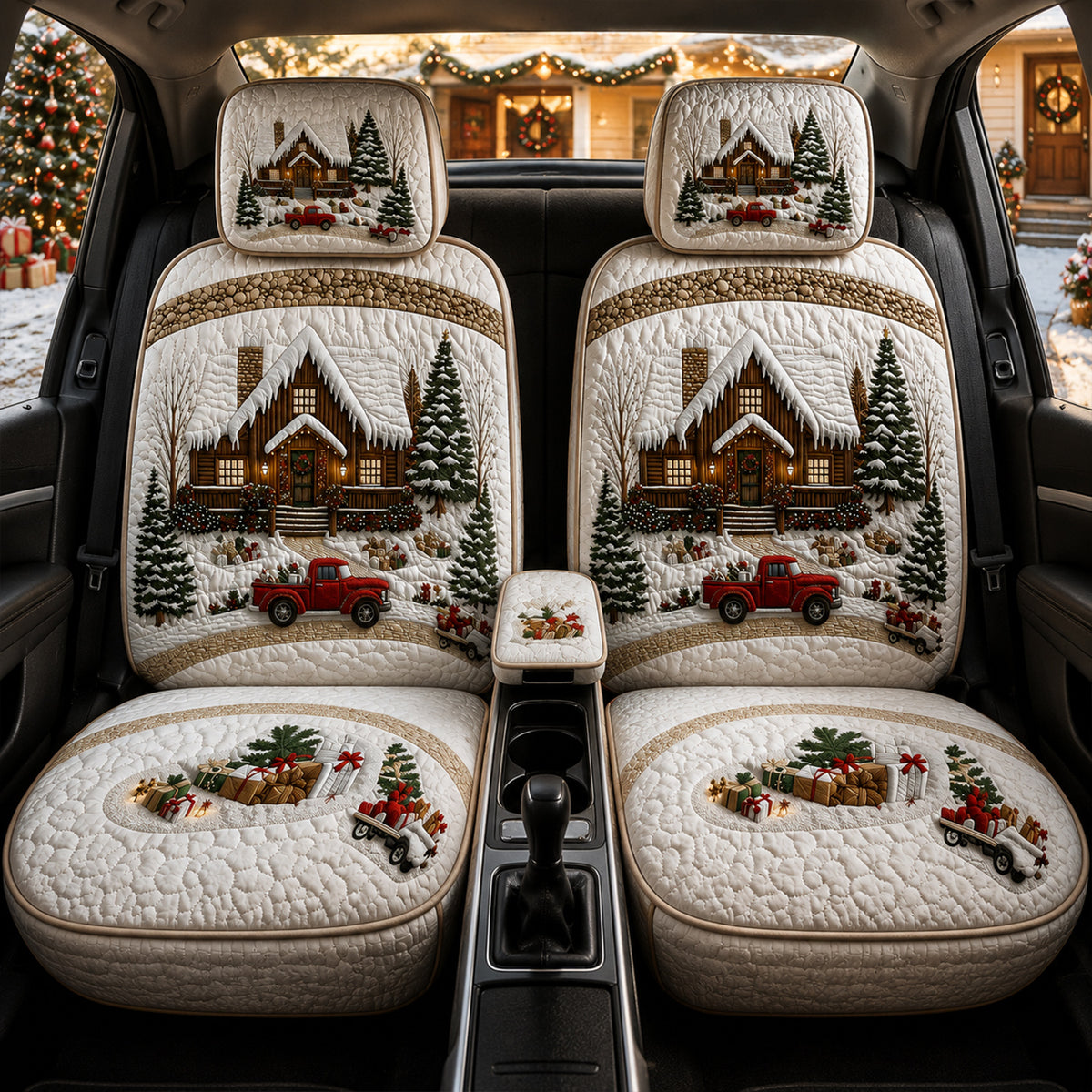 Christmas Cabin & Red Truck – Holiday Car Seat Covers