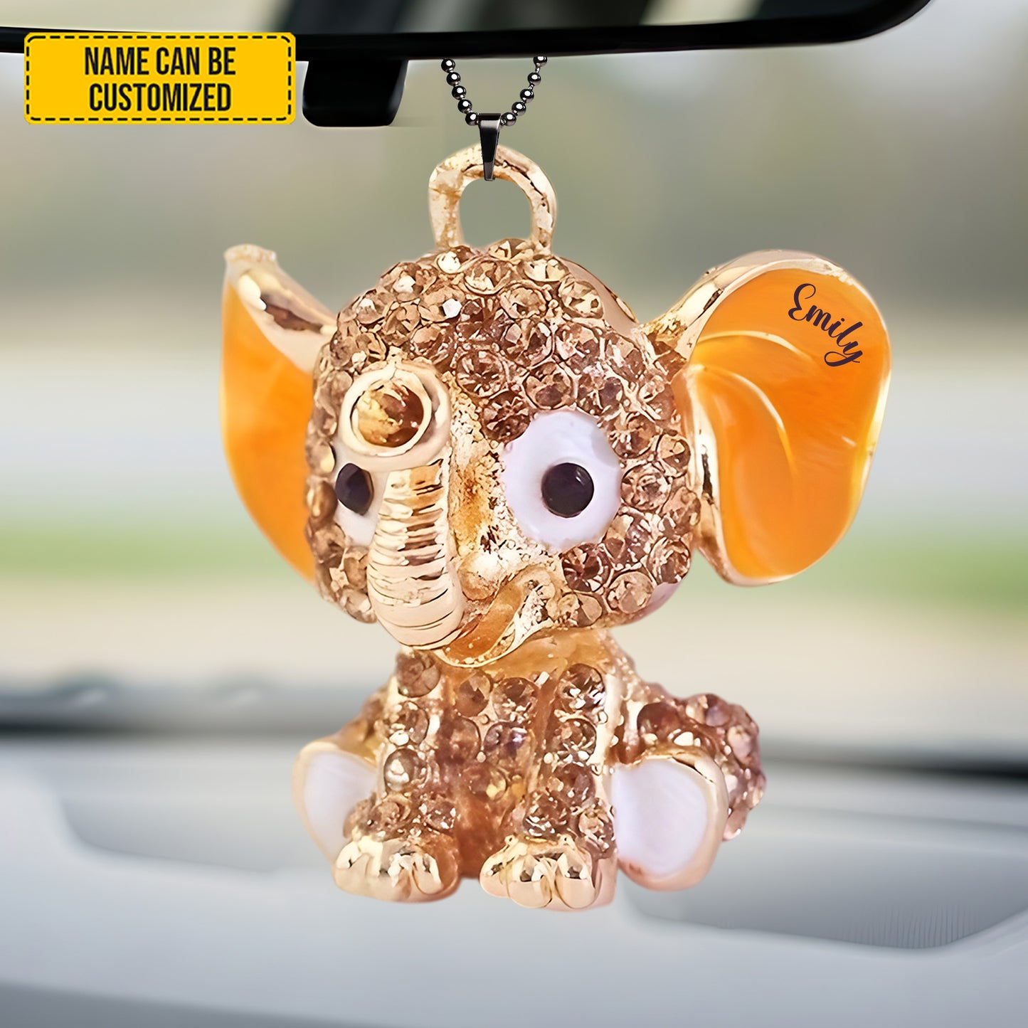 Personalized Crystal Elephant Car Ornament